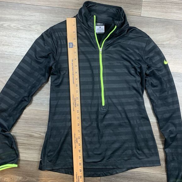 Nike Pro Dri-Fit 1/2 Zip Pullover Jacket Black Striped Activewear Women’s Sz M - Picture 3 of 6